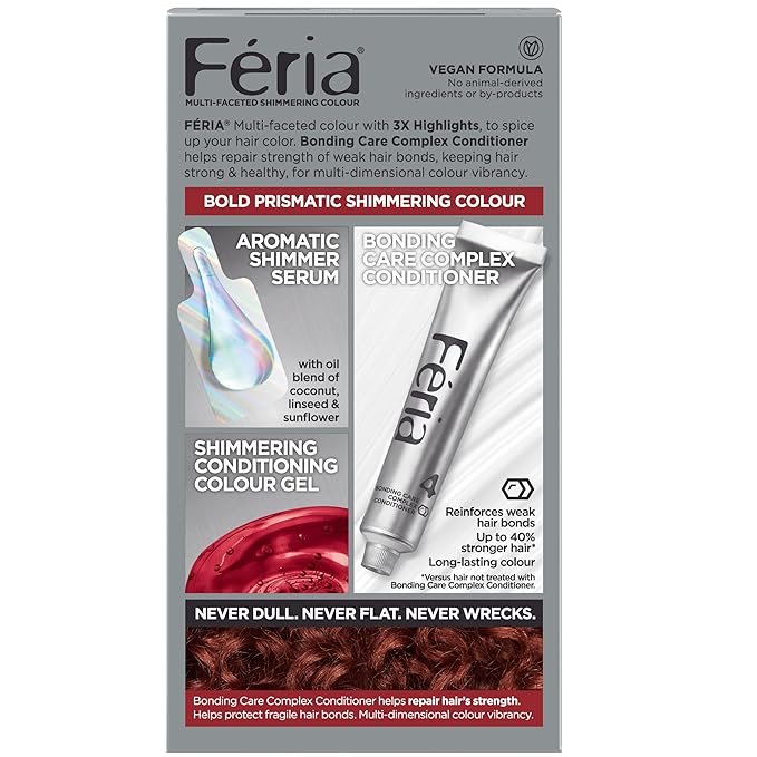 L'Oreal Paris Feria Multi-Faceted Shimmering Permanent Hair Color, High Intensity Hair Dye for 3X Highlights, 560 Hot Chili, 1 Kit