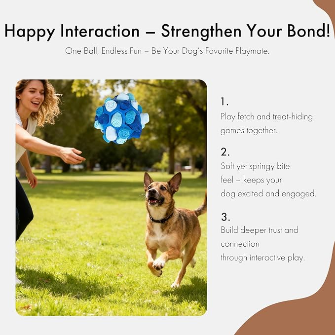 Mira's Pocket Dog Snuffle Ball Toy, Mental Stimulation Chew Toy for Dogs & Cats, 14cm Licking Mat Treat Dispensing Ball with Hollow Design, Slow Feeder for Fast Eaters (Blue)