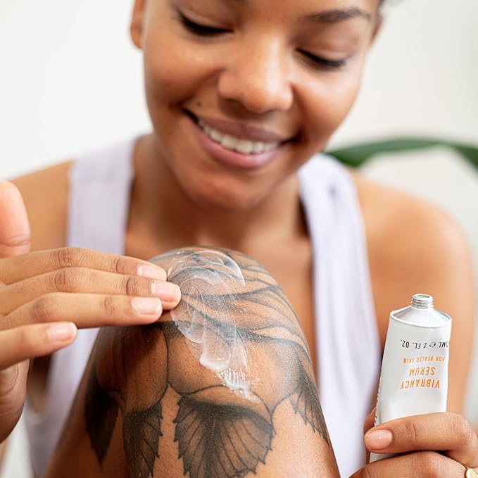 Stories & Ink Tattoo Care | VIBRANCY SERUM for healed skin - Overnight Treatment for Faded Tattoos to Brighten Pigments & Enhance Ink Intensity, 60 mL / 2 Fl Oz
