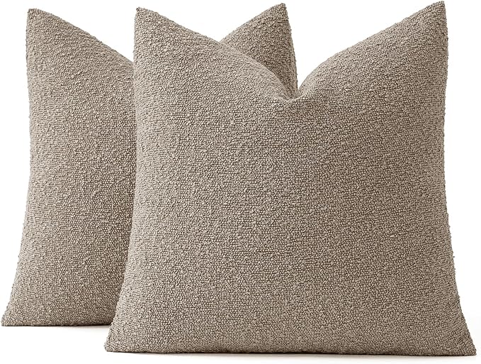 MIULEE 20x20 Decorative Lumbar Boucle Couch Pillow Covers Light Taupe | Set of 2 Textured Neutral Throw Pillow Covers, Accent Solid Pillowcases, Sofa Living Room Home Decor