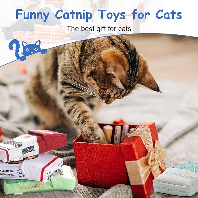 Nocciola 3 Pack Catnip Toys for Cats, Funny Cat Toys Filled with 100% Pure Organic Catnip, Safe Kitten Teething Chew and Kicker Toys, Stress Relieving Fun for Indoor Cats, Blue