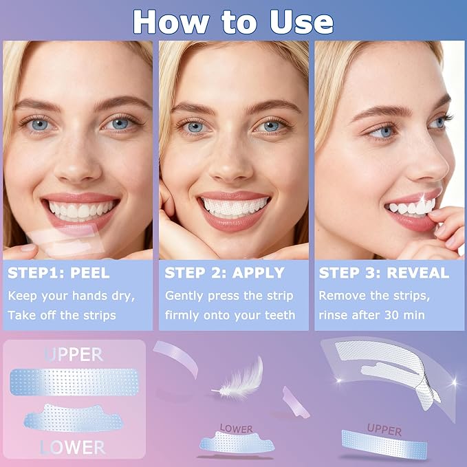HanrayCare Premium Teeth Whitening Strips, Ultra-Thin, No Residue, Non-Slip, Enamel-Safe, Dentist Formulated for Professional Whitening at Home, 30-Min Fast Results, Deep Stains Removal Efficiently
