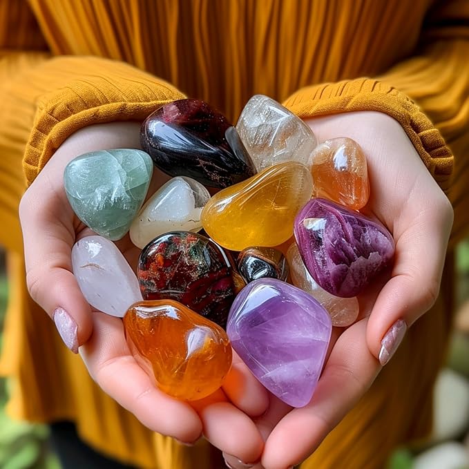 Polished Crazy Lace Agate Crystal Stones - 2 Pcs of 1.2" Worry Stone for Anxiety, Pocket Palm Stone Super Large Handpicked Natural Tumbled Gemstones for Meditation, Reiki, Chakra Healing, Home Decor