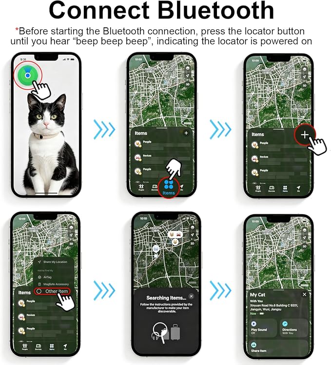 Pet Tracker Tag, Smart GPS Track Device for Dog/Cat Collar