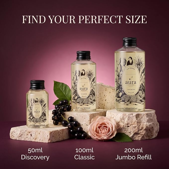 Aura Cassis | Wild Rose & Cassis Berry Fragrance Oil for Diffusers | Inspired by Dipty. que L'Ombre Dans l'Eau | Floral Fruity Scent | Aromatherapy | Home & Bedroom | 6.7 fl oz (200ml) | Long Lasting