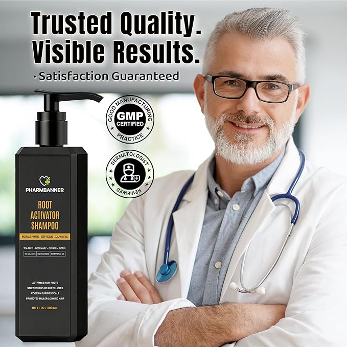 Root Activator Shampoo for Men: Hair Growth Shampoo for Thinning Hair, Hair Loss & Scalp Health – Natural Herbal Formula with Cooling Sensation – Sulfate-Free
