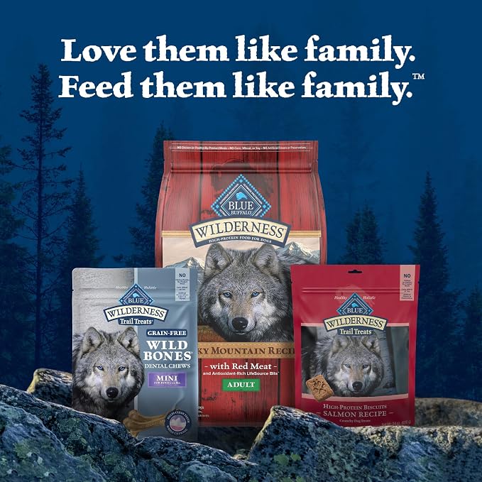 Blue Buffalo Wilderness Mini Dog Dental Chews, Grain-Free, 27 oz | Reduces Tartar & Plaque, Freshens Breath, Sized for Dogs 5-15 lbs., No Artificial Preservatives