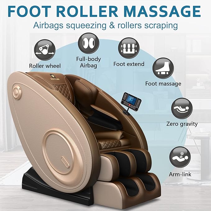 Massage Chair Blue-Tooth Connection and Speaker, Recliner with Zero Gravity with Full Body Air Pressure, Easy to Use at Home and in The Office