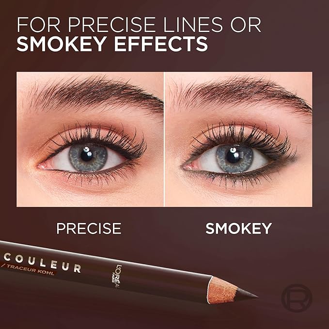 L'Oreal Paris Haute Couleur Kohl Eyeliner Pencil, Intense Eye Liner Color with Smooth Gel-Like Formula, Up To 12HR Eye Makeup Wear, 120 Brown Leather