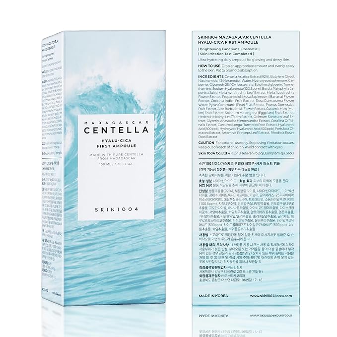 SKIN1004 Hyalu-Cica First Ampoule, Korean Serum for Face with Hyaluronic Acid & Centella, Facial Ampoule Serum for Deep Moisture, Lightweight Centella Ampoule, Korean Skin Care, 3.38 fl.oz / 100ml