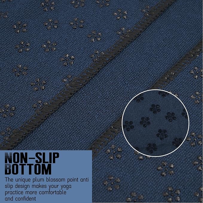 3 Pack Hot Yoga Towels with Plum Blossom Grip Dots, Non Slip Yoga Mat Towel, Super Absorbent Soft Suede Microfiber Mat Cover for Hot Yoga, Pilates, Bikram & Workout, 24" x 72", Navy Blue