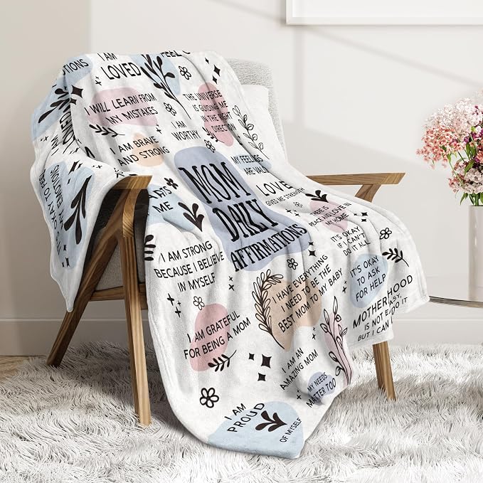 BaubleDazz New Mom Gifts Blanket, Mom Daily Affirmations(80" x 60") | Postpartum Pregnancy Gifts for First Time Moms, Mommy to Be, Mama, New Mom Essentials, Birthday Gifts for Mom