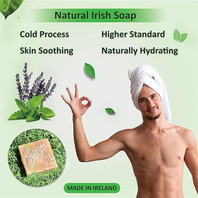 The Black Stuff All Natural Bar Soap for Men Handmade Cold Process Soaps with Organic Ingredients and Essential Oils - Mens Soap for Daily Use, Irish Mountain Rain Body Soap