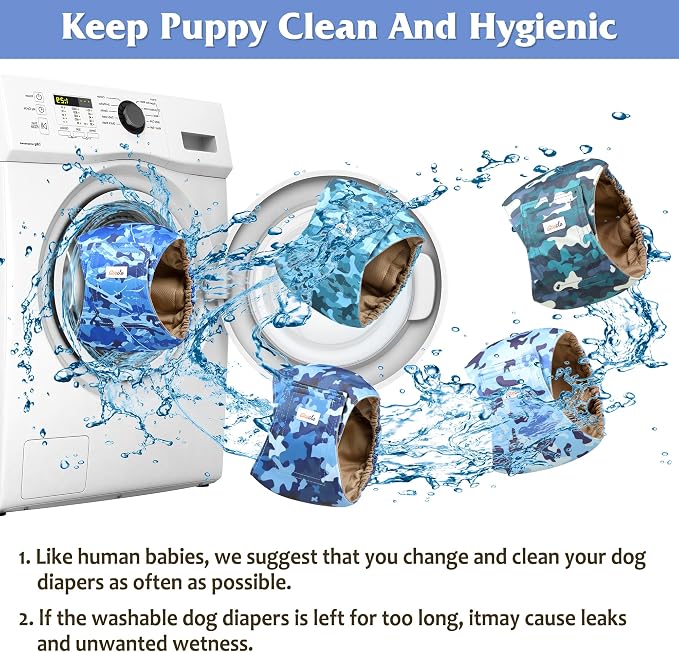 5 Pack Dog Diapers Male Reusable, Premium Belly Bands for Dogs, High Absorbing Male Dog Pee Wraps for Doggie in Incontinence or Excitable Urination Camouflage Pattern S