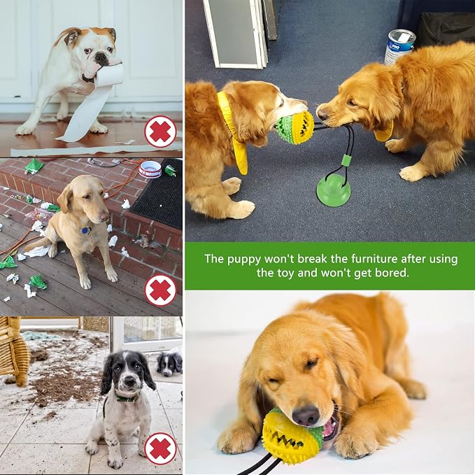 Askhald Dog Toys, Dog Chew Toys for Aggressive chewers, Puppy Training Treats Teething Rope Toys for Boredom, Puzzle Treat Food Dispensing Ball for Puppies Teething Small Dogs (Green)