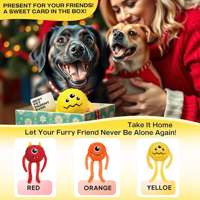 Fida Dog Toys for Aggressive Chewers, 3 in 1, Tough Squeaky Ball, Yellow