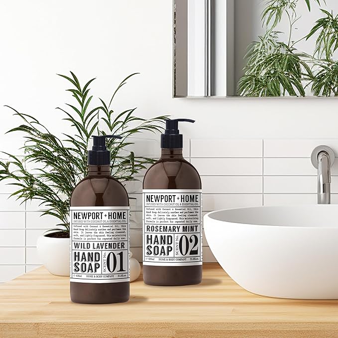 Newport Home Hand Soap, Wild Lavender and Rosemary Mint, 21.5 fl oz, Set of 4, Home and Body Co