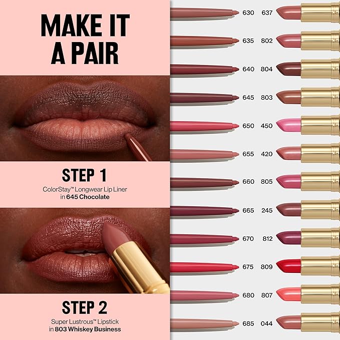 Revlon Colorstay Lip Liner Makeup with Built-in-Sharpener, Longwear Rich Colors, Stocking Stuffer for Women, 685 Natural, 0.01 oz
