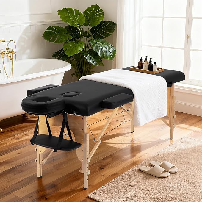 BestMassage Massage Bed Portable Massage Table 24 inch Wide Lash Bed Height Adjustable 2 Folding Spa Table with Non-Woven Bag for Spa Footmassage Facial CareSpa Tattoo
