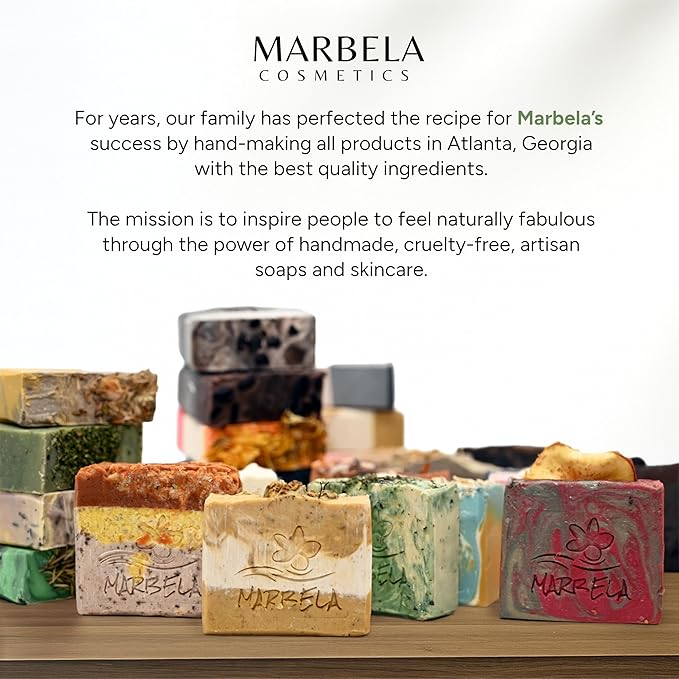 Marbela Cosmetics Natural Oats Handmade Soap Bar - Made in USA, Vegan Friendly, Palm Oil Free, Natural Bar Soap - Gentle Face & Body Soap for Daily Skin Care, Moisturizing & Nourishing - 3.5 oz