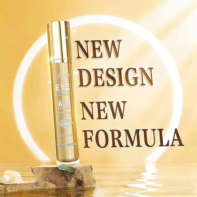 6% Caffeine Eye Cream for Dark Circles & Puffiness, 1% Retinol Eye Serum for Under Eyes Bags, Anti-Aging Eyes Cream for Men and Women (0.52 Fl)