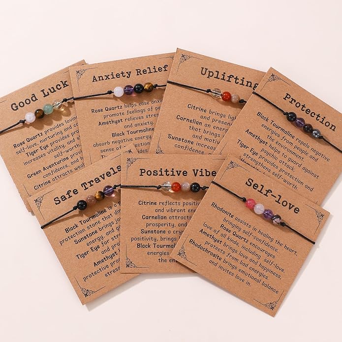 Korotho Empath Protection Bracelet Empath Bracelets Gifts for Her Natural Healing Crystal Beaded Bracelet, Tourmaline, Amethyst, Hematite, Rose Quartz, Jewelry for Best Friends Daughter Mom