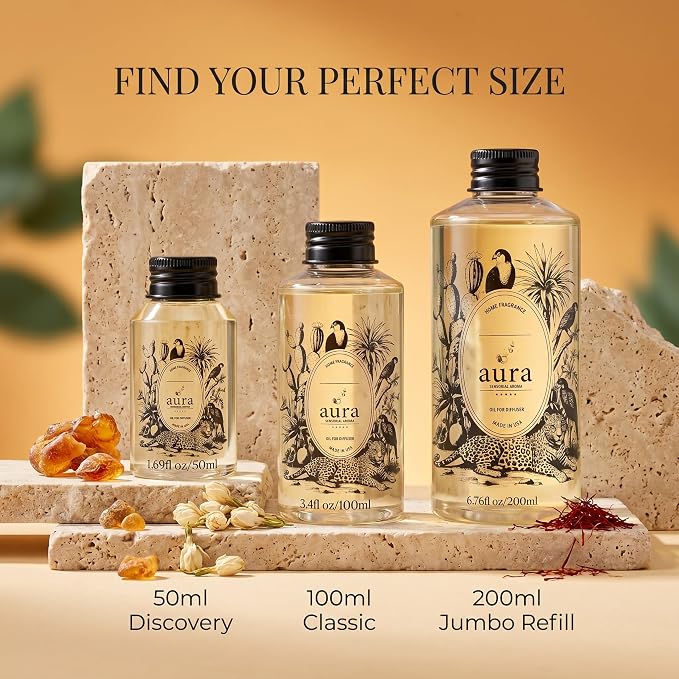 Aura Corsica | Jasmine & Amber Fragrance Oil for Diffusers | Inspired by M.F.K Baccarat Rouge | Luxury Hotel Scent | Floral Amber Aromatherapy | Home & Office | 1.7 fl oz (50ml) | Long Lasting