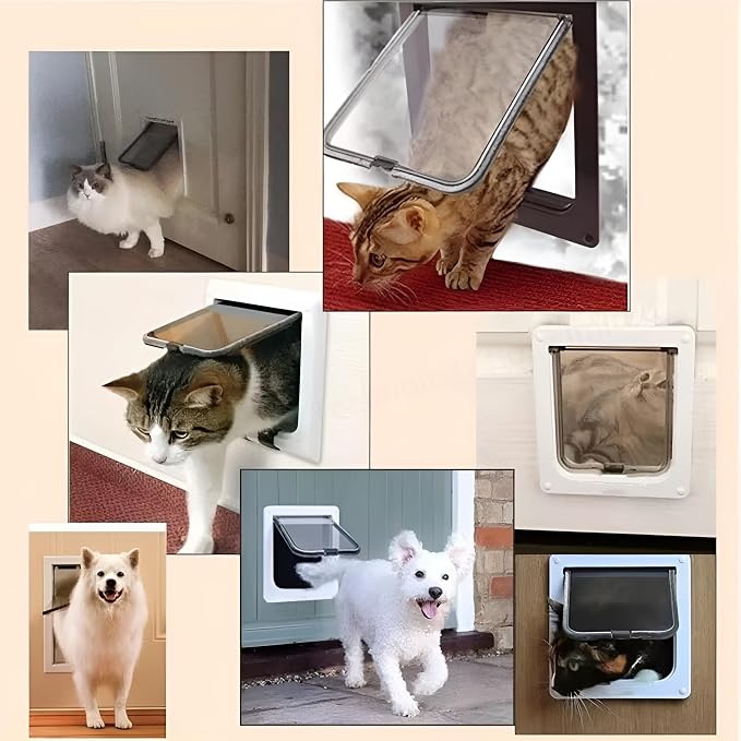 Microchip Cat Door, Remote Control, 4-Way Lock for Doors and Walls