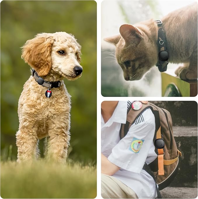 DDJ 2-Pack Cat Collar Case for Life360 Tile Sticker (Smallest Tracker)–NOT for Tile Mate/Pro–Silicone Protective Holder for Dog/Pet Collar, Ultra Durable, Easy Installation, Lightweight, Black