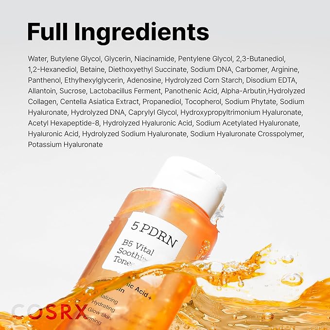 COSRX 5 PDRN B5 Vital Soothing Toner - Korean Toner for Rejuvenating & Soothing Skin with Salmon DNA, Centella, Lactobacillus PDRN & Panthenol, Korean Skin Care, Stocking Stuffers (280ml/9.46 fl.oz.)