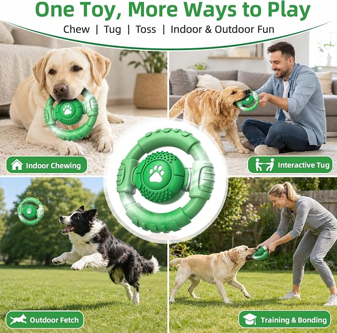Pamlulu Tough Dog Toys for Aggressive Chewers, Indestructible Dog Toy for Large Dogs, Nylon Chew Toys for Medium Large Breed, Interactive Dog Toys to Keep Them Busy, Dog Birthday