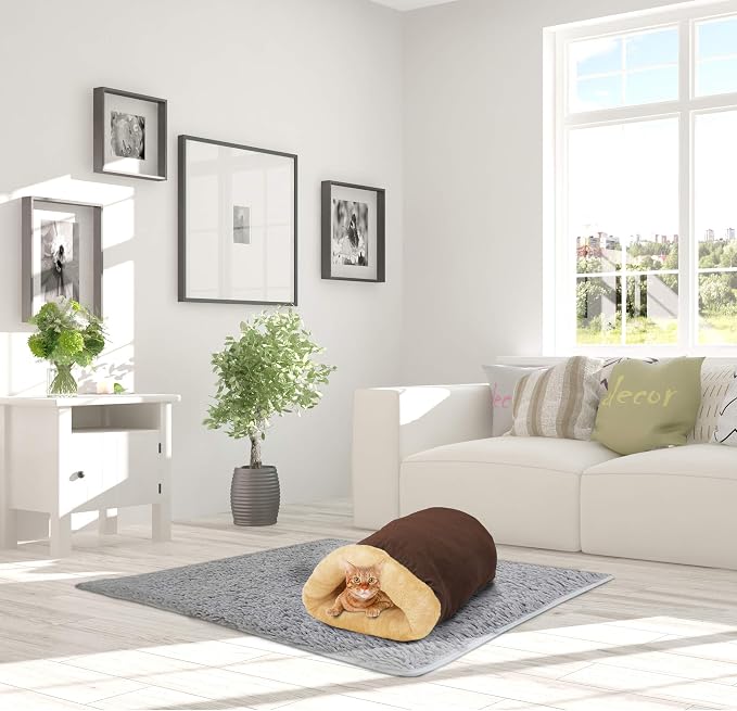 4 in 1 Self Warming Burrow Cat Bed Hideway Sleeping Cuddle Cave | Keep Warming, Machine Washable, Easy to Clean, Soft & Comfortable, Pet Beds fo Cats & Dogs, Cozy Privacy Nook