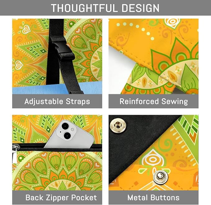 Mandala Yoga Mat Bag Large Yoga Bags and Carrier Fits All Your Stuff Yoga Tote Bags with Zipper Pocket Pilates Bag