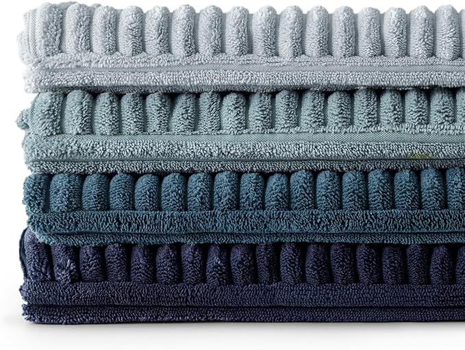 MIULEE Dusty Blue Navy Farmhouse Throw Pillow Covers 20x20 Inch Set of 4 Boho Patchwork Gradient Cushion Cases Western Modern Pillow Cases Corduroy Home Decor for Couch Sofa Living Room Bed