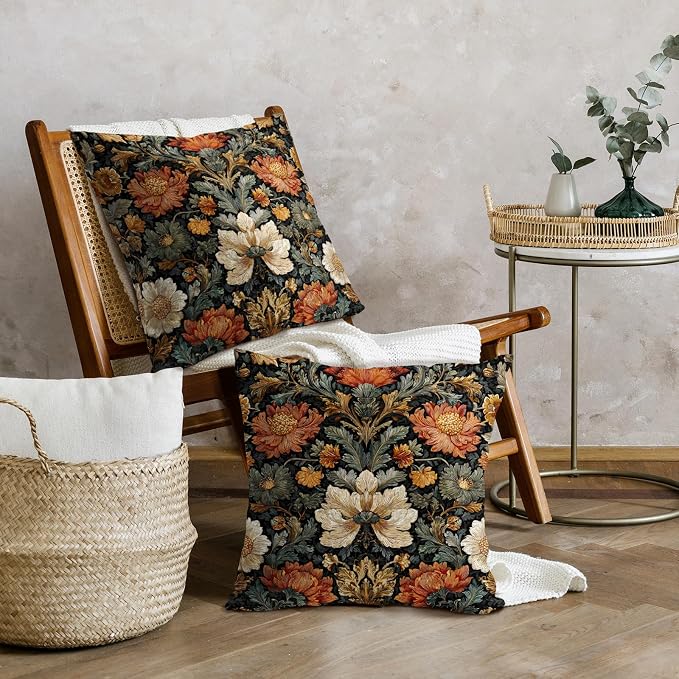 Vintage Floral Boho Pillow Covers 22X22 Inch Set of 2 Bohemian Abstract Botanical Flower Decorative Pillow Cases Spring Summer Cushion Case Farmhouse Home Decor for Sofa Couch