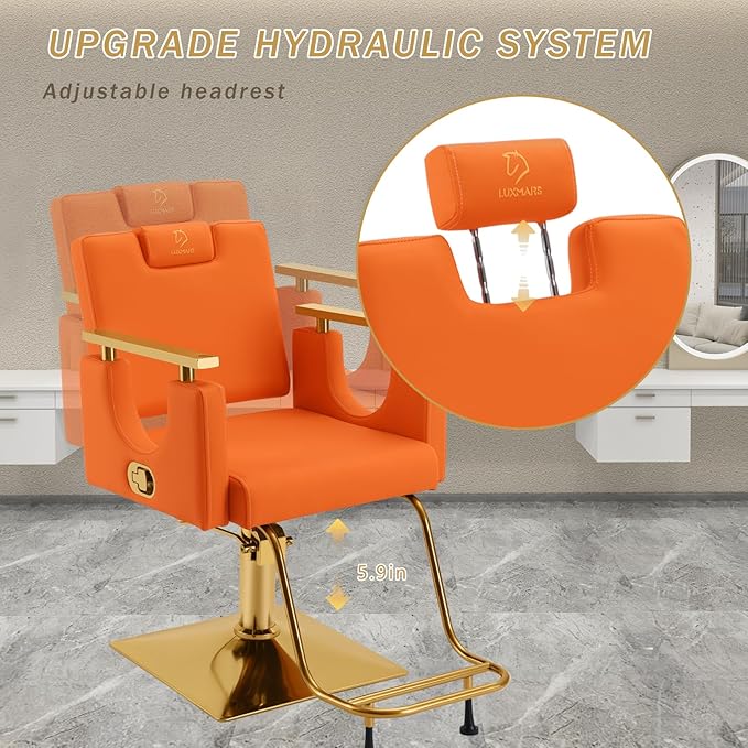 Heavy Duty Barber Chair, 360° Swivel Reclining Salon Chair for Hair Stylist, Height Adjustable Hydraulic Hairdressing Chair with Footrest for Barber Shop, Beauty Salon, Hairdressers
