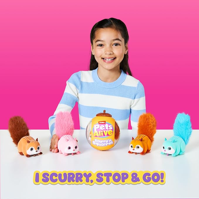 Pets Alive Scurry'n Squirrel (Blue+Orange) 2 Pack by ZURU – Interactive Robotic Pet Toy, Moving Squirrel with Realistic Movements and Sounds, Ages 2+, Child Toddler