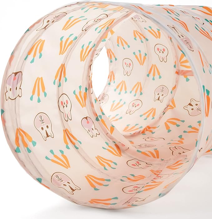 Tempcore Cat Tunnel, 3-Way Collapsible Toy for Indoor Cats, Pink Rabbit
