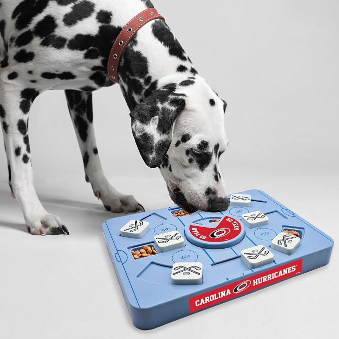 Pets First NHL Carolina Hurricanes Large Puzzle Toy, New Size, Interactive Dog Treat & Slow Feeding Toy