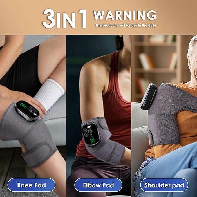 Knee Massager, Knee Wrap with 660nm Red & 850nm Infrared Light, Electric Heating Pad for Knee Comfort, Cordless Rechargeable Heat Wrap for Joint, Shoulder, Muscle