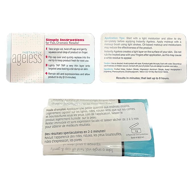Instantly Ageless - Instant Face Lift Cream - Skin Care Anti Aging Face Cream - Wrinkle Tightener - Eye Cream For Puffiness and Bags Under Eyes - Facelift 5 Vials