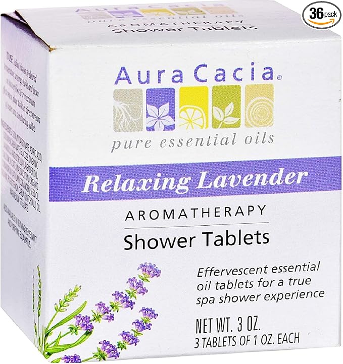 Aura Cacia Aromatherapy Shower Tablets, Relaxing Lavender 3 ea (Pack of 12)
