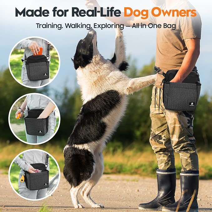 Dog Treat Pouch for Training, Magnetic Dog Walking Bag and Fanny Pack