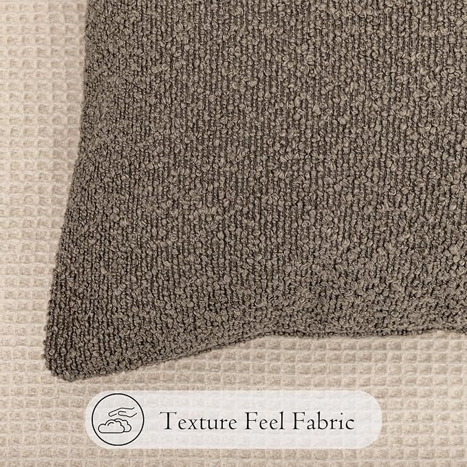 JoraLion 14x24 inch Boucle Lumbar Pillow Cover, Brown Woven Texture Neutral Long Pillow Cover Breathable Cushion Case for Couch Sofa Bed Living Room Home Decor (Cover Only)