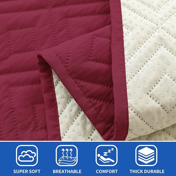 2026 Waterproof Sofa Dog Blanket (30"x70") Comfy Couch Sofa Mat for Pets with Anti-Slip Back, Universal Incontinence Lightweight Liner Pad for Furniture Car Picnic etc Durable Washable, Wine Red