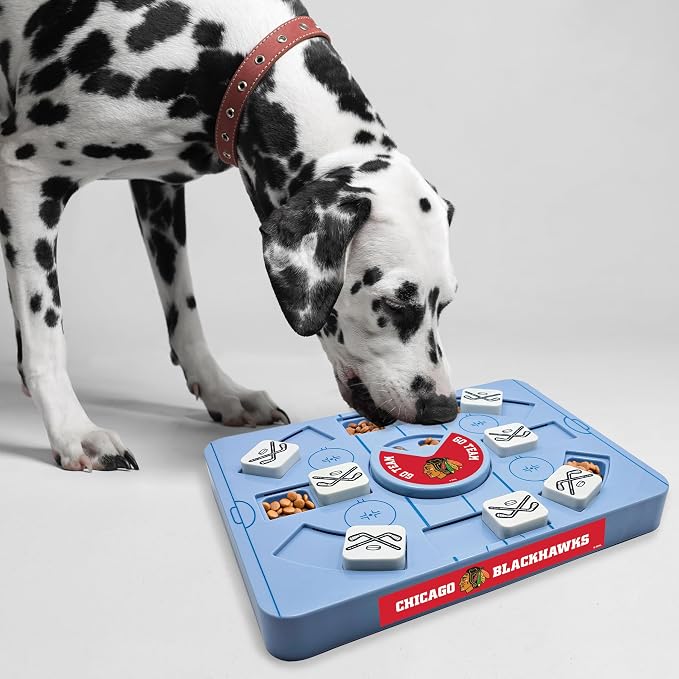 Pets First NHL Chicago Blackhawks Large Puzzle Toy, New Size, Interactive Dog Treat & Slow Feeding Toy