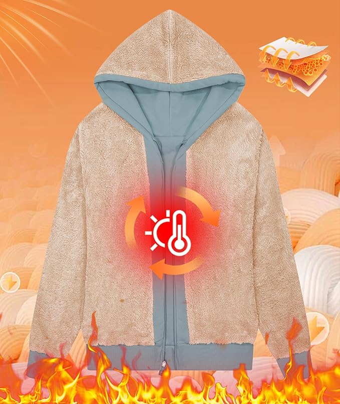 Little Beauty Womens Zip Up Hoodies Winter Thick Fleece Lined Hooded Jacket Casual Cozy Warm Sweatshirt Coat
