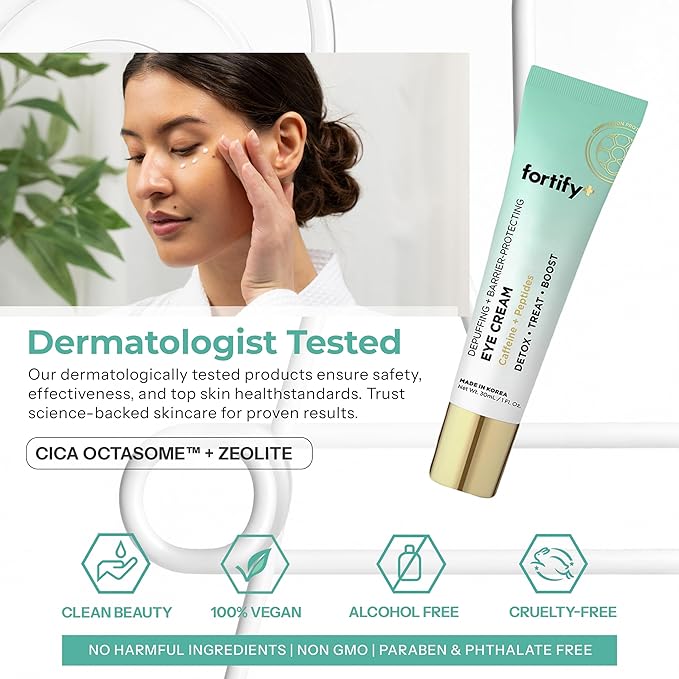 Under Eye Cream With Caffeine & Peptides – 3-In-1: Detox, Treat, Boost – Reduces Puffiness, Dark Circles & Wrinkles – Dermatologist Tested, Korean Skin Care – 95% Natural – 1 FL OZ