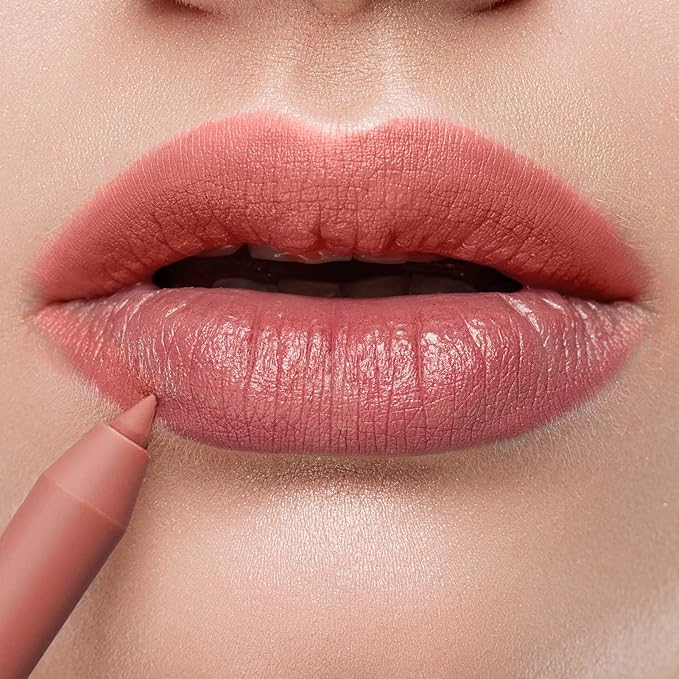 Nude Lip Liner Pencil, Waterproof Lipliner Nude Pink with Built-in Sharpener, Long Lasting Lip Liner for Lip Defining, Creamy, Highly Pigmented, (Miss Victoria)