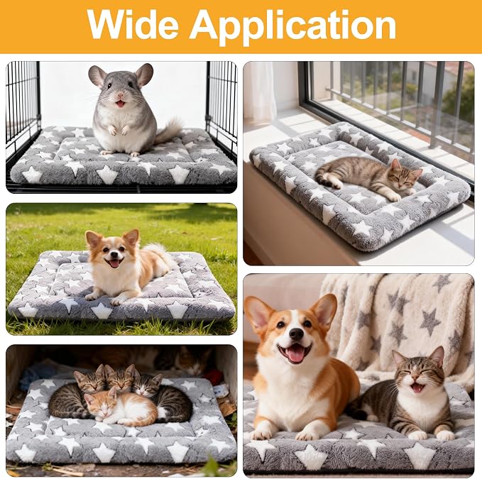Dog Bed Mat, Reversible Crate Pads for Small/Medium/Large Dogs & Cats Sleeping, Portable & Soft, Dog Beds Crate Pad (Grey, XS(18"*14"*1.5"))